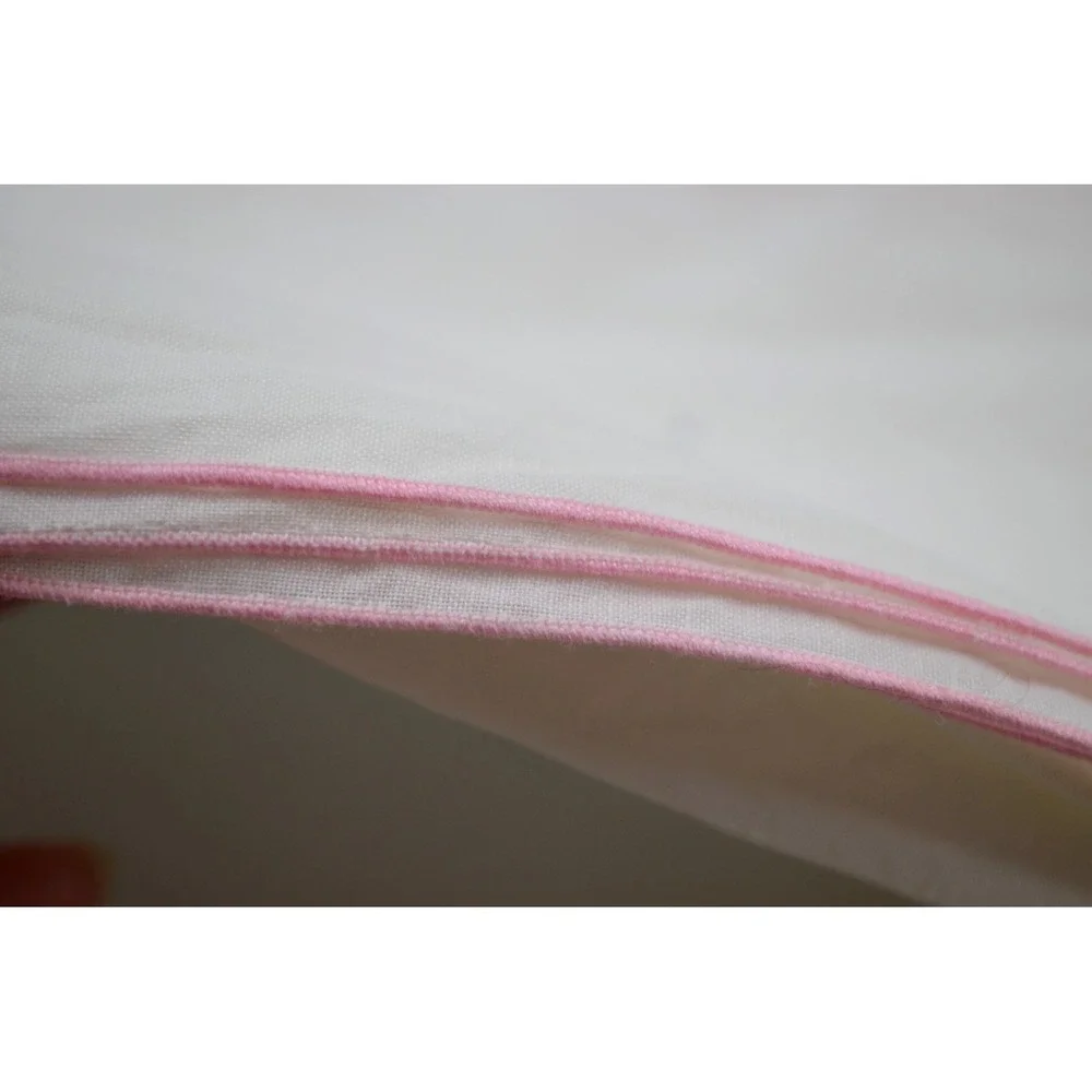 Vintage White Floral Tablecloth with Pink Roses and Line Accents 50x50